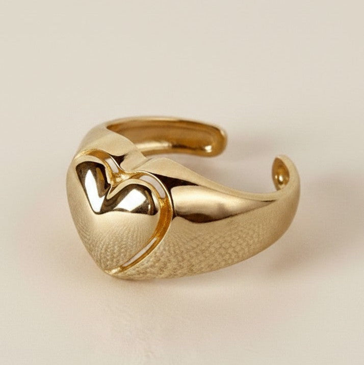 💛 18k Gold Filled Pillow Heart Ring — Love in Warm Gold. Soft Edges. The Fit That Adjusts to You.