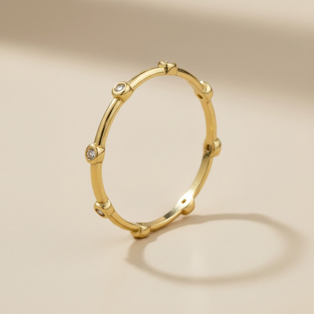 ✨ 18k Gold Filled CZ Dot Band Ring — Sparkle, Evenly Placed. All the Way Around.
