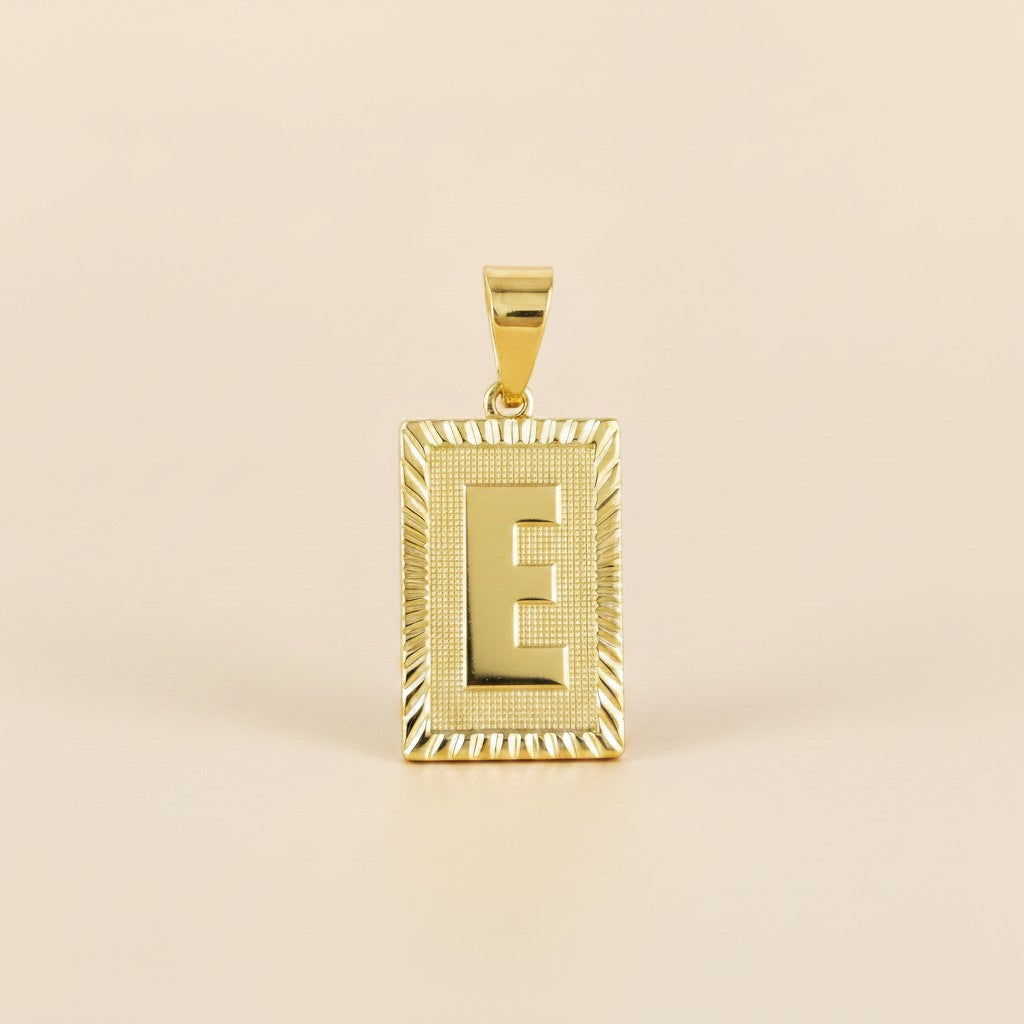 18k Gold Filled Vintage Diamond Cut Initial Plate Pendant | Personal & Timeless