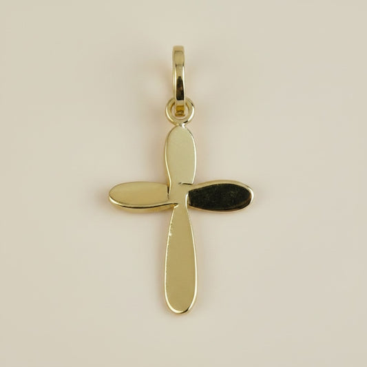 18k Gold Filled Rounded Polished Cross Pendant | Contemporary Faith