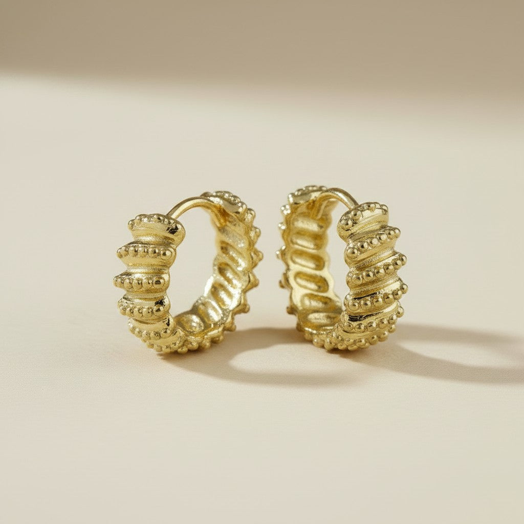 18k Gold Filled Ribbon Texture Huggie Earrings — The Huggie That Does More Than Hug