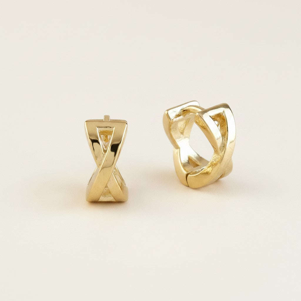 18k Gold Filled X Clicker Hoop Earrings | Distinctive Everyday Elegance