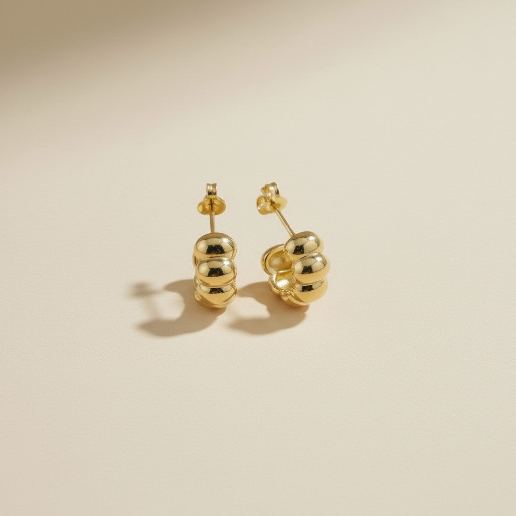 18k Gold Filled Scalloped C-Hoop Earrings