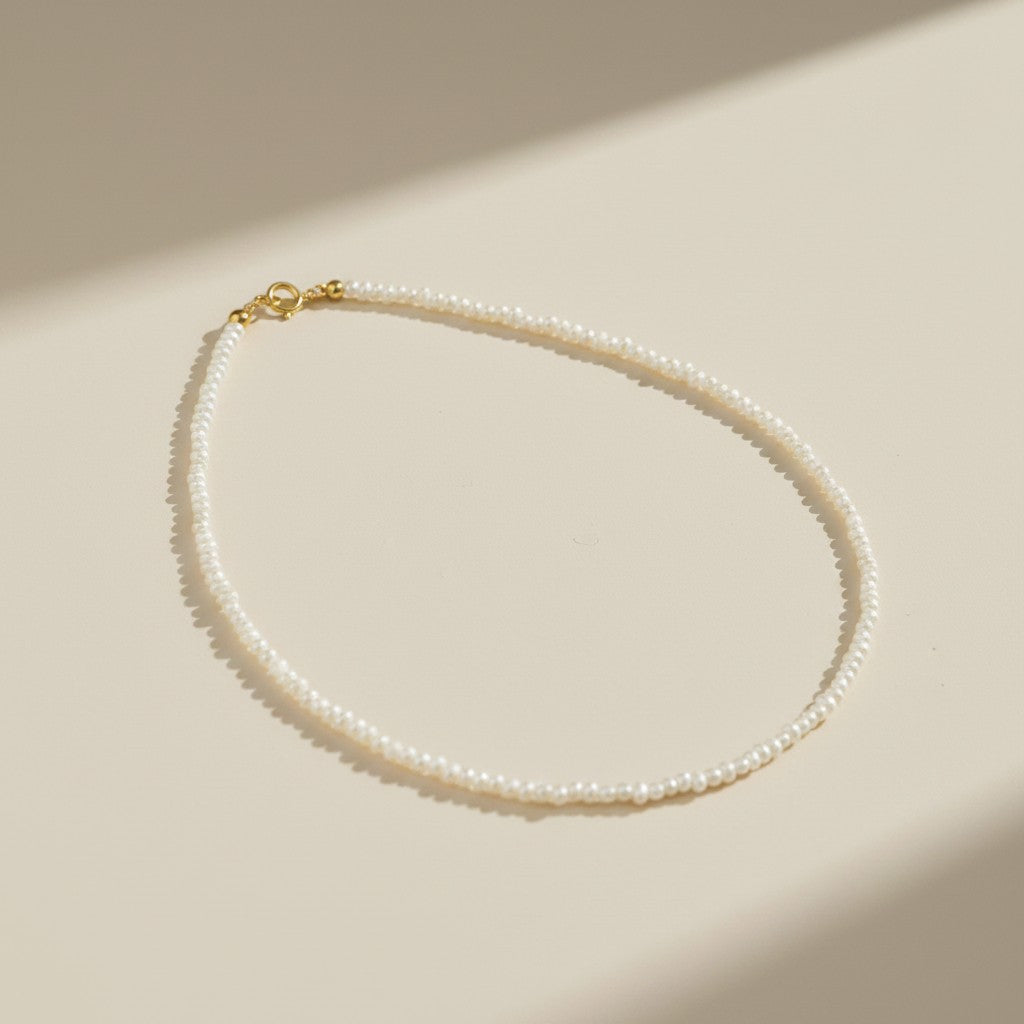 9k Gold Micro Fresh Water Pearls Anklet