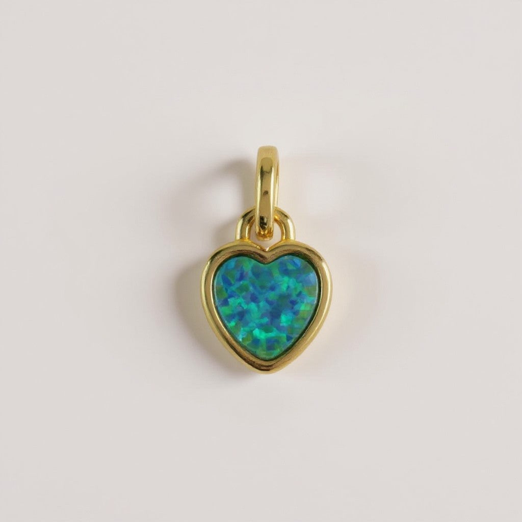 18k Gold Filled Opal Heart Charms