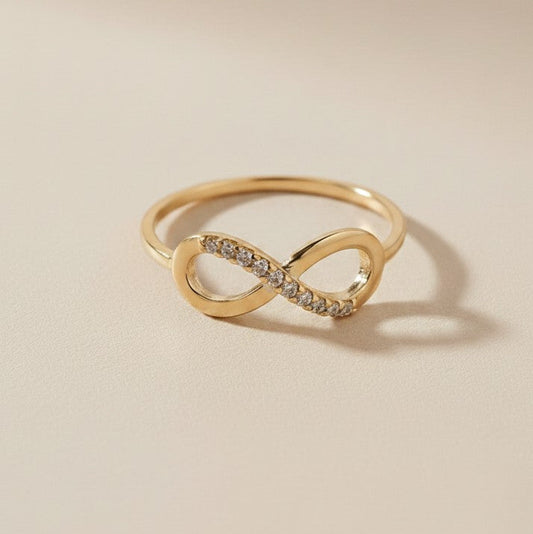 18k Gold Filled CZ Infinity Ring — The Symbol That Never Ends. Sparkling All the Way Through