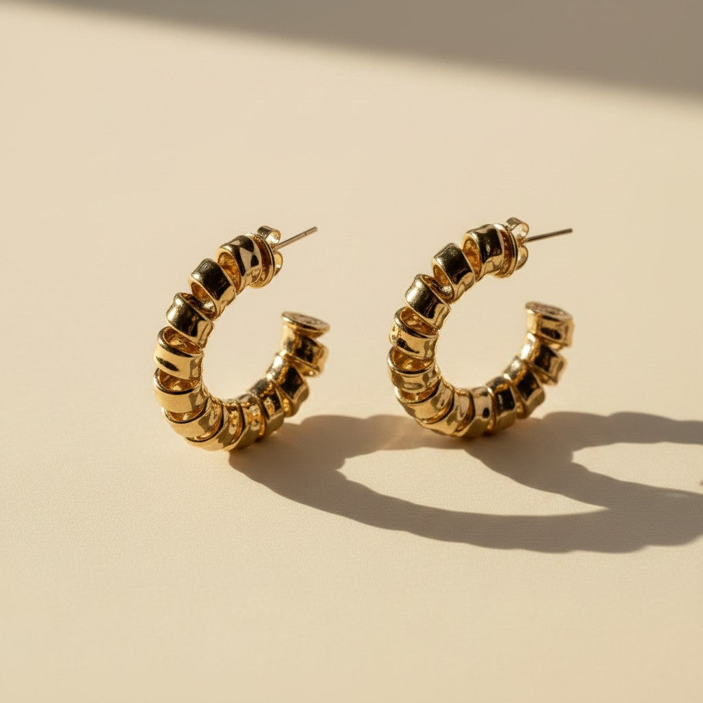 18k Gold Filled Large Curly C-Hoop Earrings | Timeless & Treasured