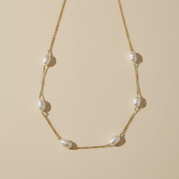 🤍 18k Gold Filled Spaced Baroque Pearl Necklace — Each Pearl Its Own Moment. The Chain Its Own Beauty.