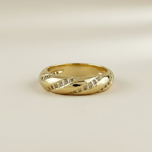 ✨ 18k Gold Filled CZ Ribbon Ring — The Band That Wraps the Finger in Something Beautiful