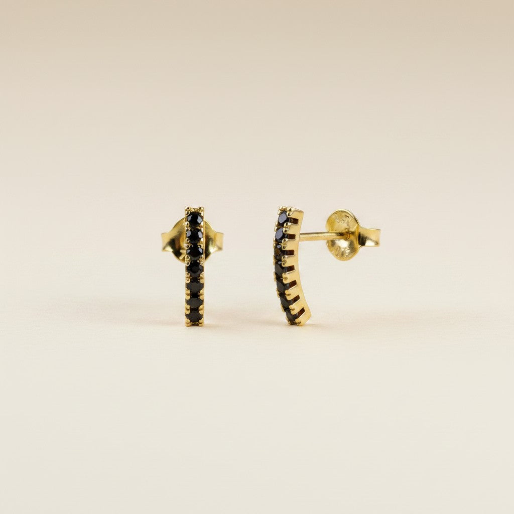18k Gold Filled CZ Line Stud Earrings | Elegant Simplicity, Refined Sparkle