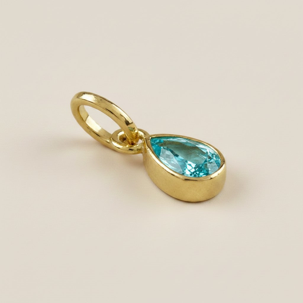 18k Gold Filled Birthstone Bezel Drop Charm | Personalized Sparkle