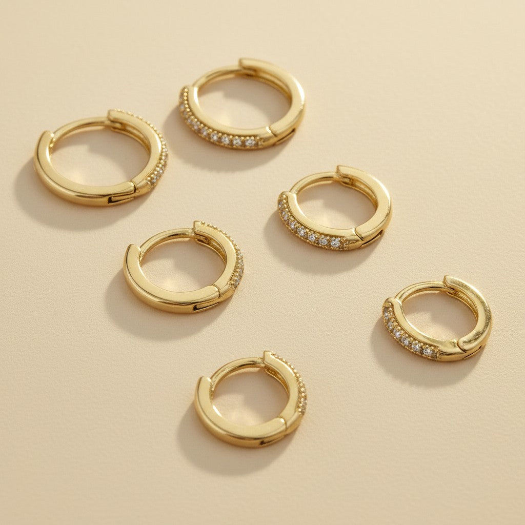 18k Gold Filled Clear CZ Huggie Earrings | Three Sizes to Choose From