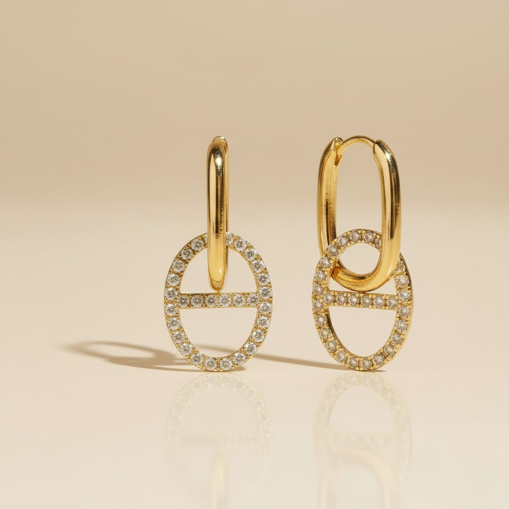 ⚓ 18k Gold Filled CZ Mariner Drop Huggie Earrings — The Huggie That Keeps Going