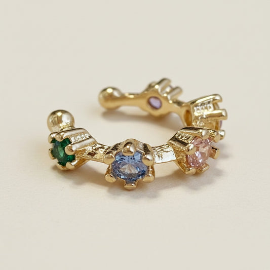 🌸 18k Gold Filled Pastel CZ Ear Cuff — Multiple Soft Colors. One Effortless Ear.