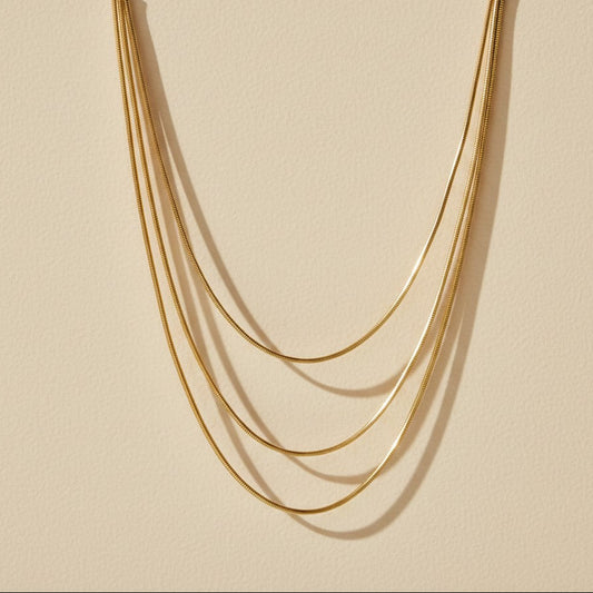 ✨ 18k Gold Filled Snake Chain Necklace — Fluid. Rounded. The Smoothest Chain at the Neckline