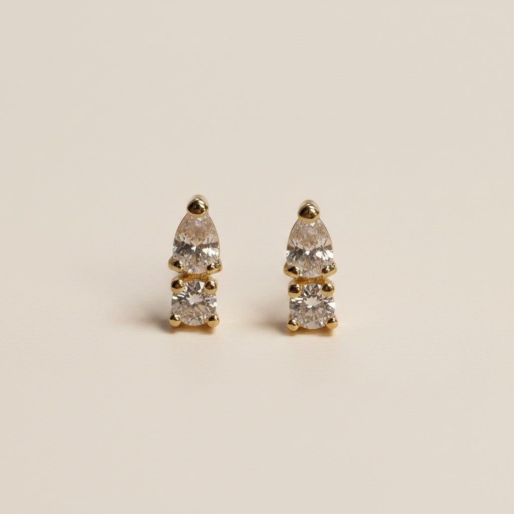 Mini CZ Drop Stud Earrings - Dainty Sparkly Teardrop Earrings for Women | Minimalist Glamour