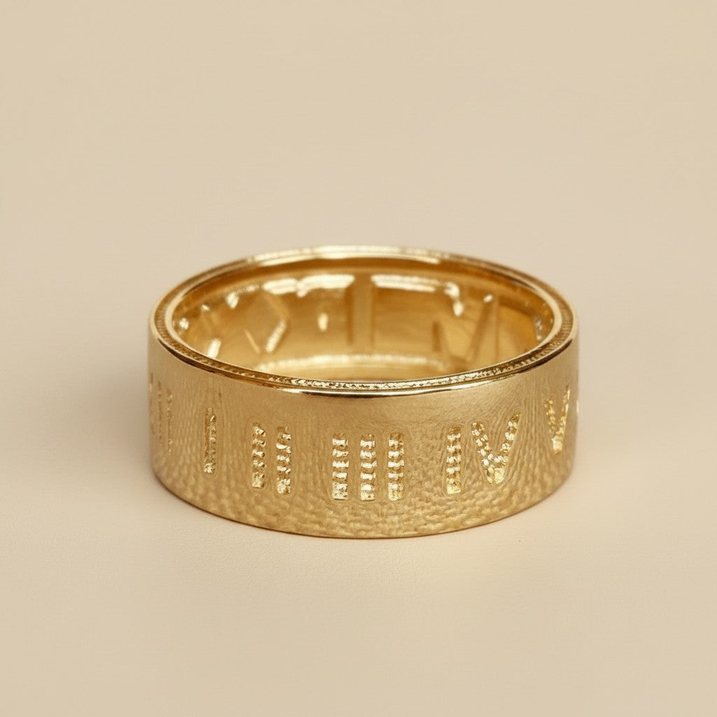 ✨ 18k Gold Filled Roman Numeral Band Ring — Ancient Numbers. Modern Band. Timeless Presence.