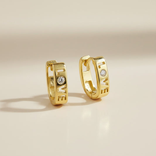 💛 18k Gold Filled LOVE Hoop Earrings — Four Letters. One Stone. The Word That Fits Every Occasion.