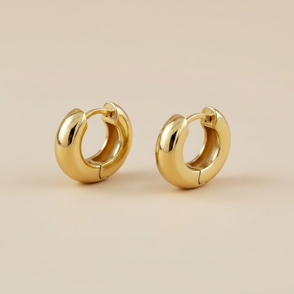 18k Gold Filled Bold Chunky Clicker Hoop Earrings | Striking Statement