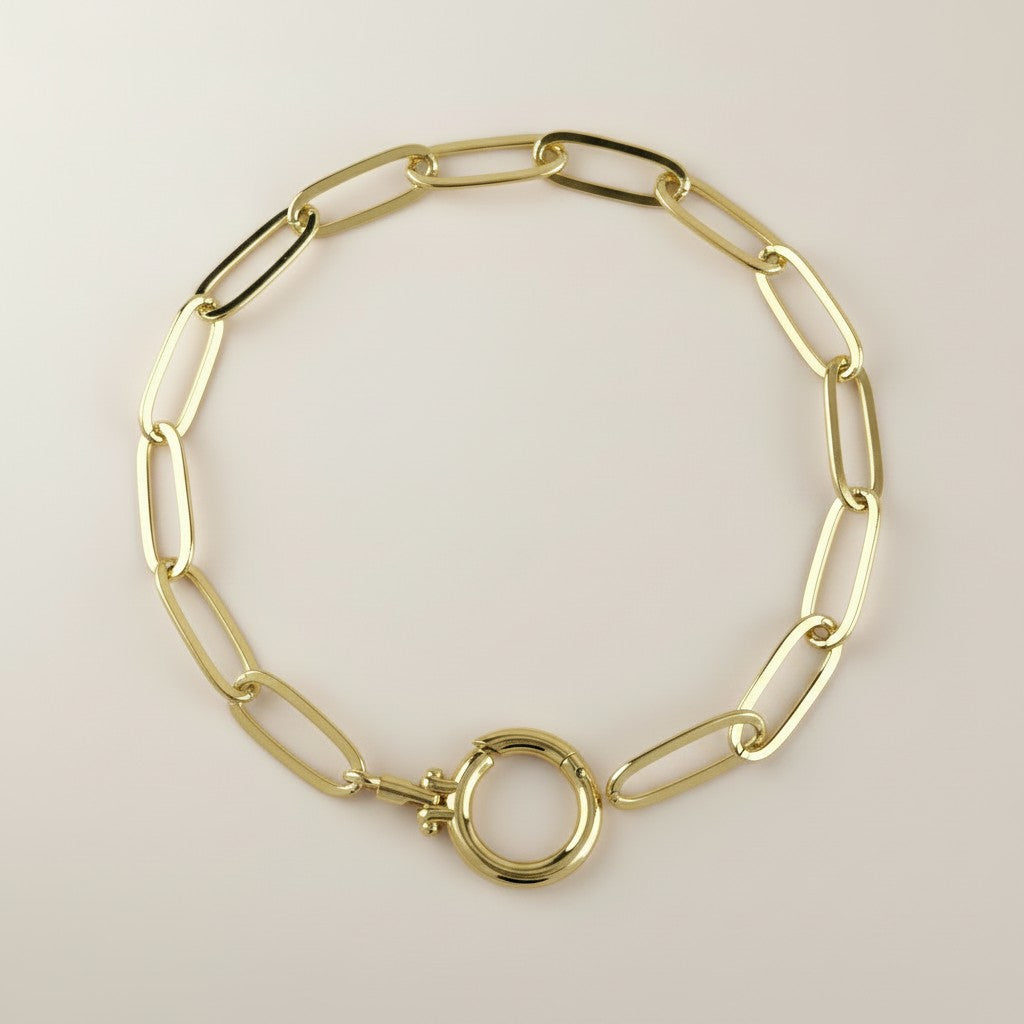 ✨ 18k Gold Filled Paperclip Bracelet with Clicker Clasp — The Chain You Know. A Clasp You've Never Seen on It.