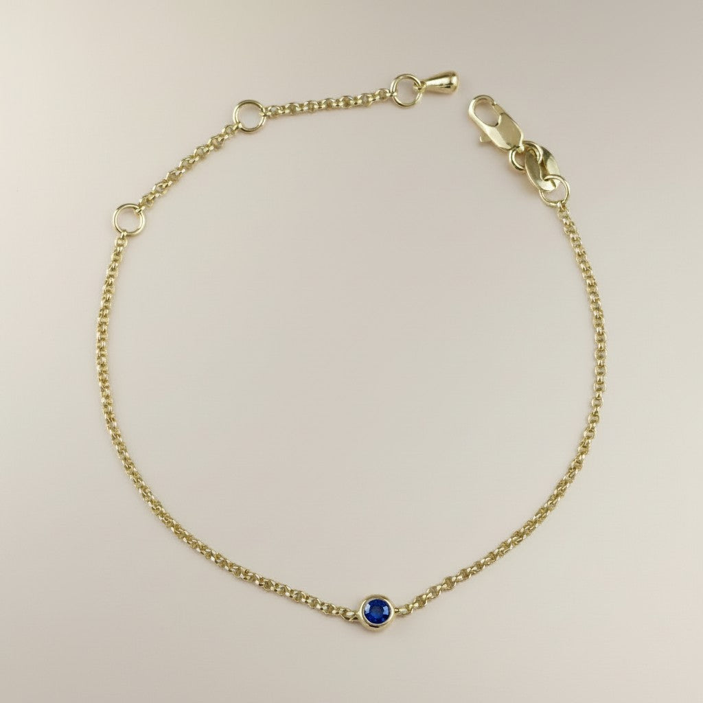 18k Gold Filled Birthstone Bezel Bracelet — Your Color. Your Month. At the Wrist. Always.