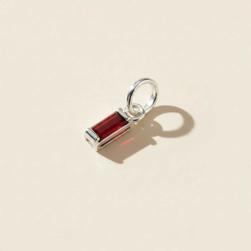 Silver Filled Baguette Birthstone Charm