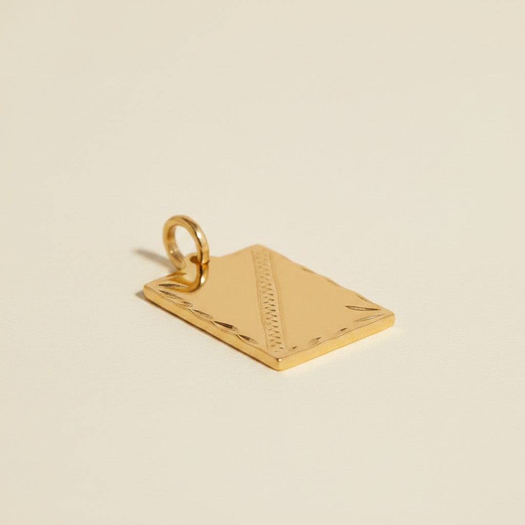 18k Gold Filled Tag Plate Pendant | Versatile Unisex Charm
