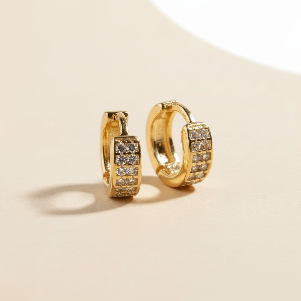 ✨ 18k Gold Filled Petite Pavé CZ Clicker Hoop Earrings — Micro Sparkle. Tiny Hoop. Maximum Elegance.
