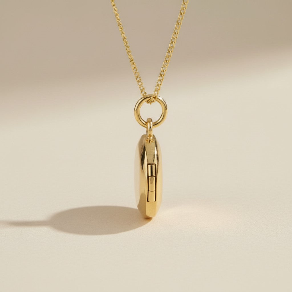18k Gold Filled Round Locket Necklace