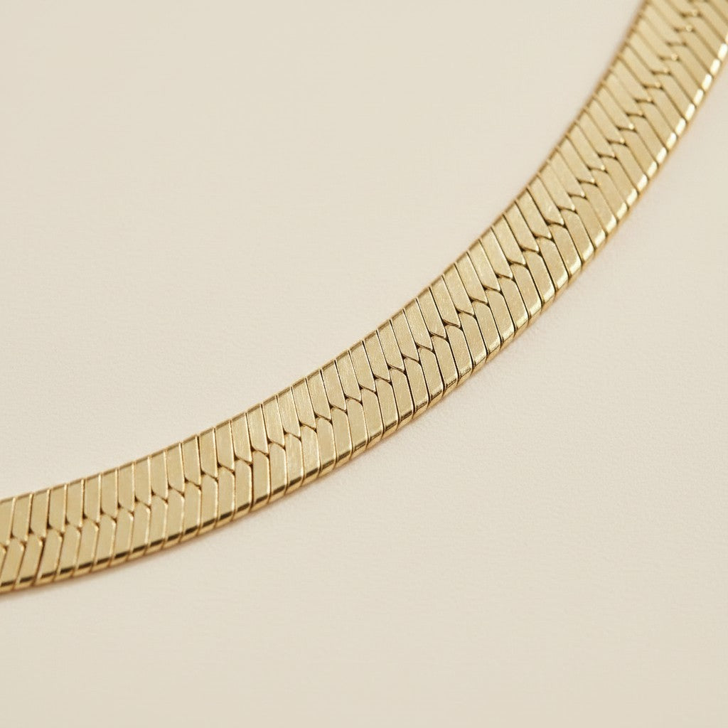 18k Gold Filled Herringbone Chain Anklet | Sophisticated Summer Essential