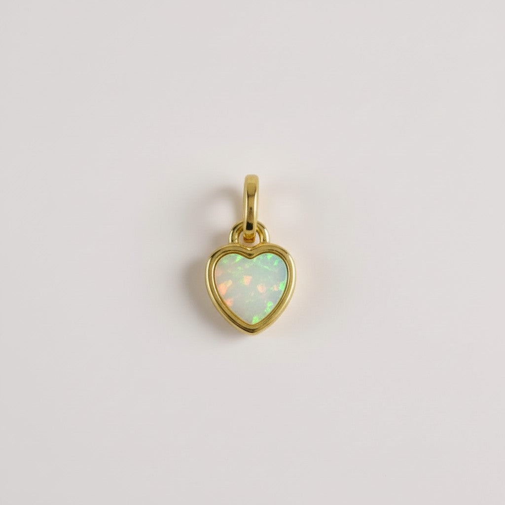 18k Gold Filled Opal Heart Charms