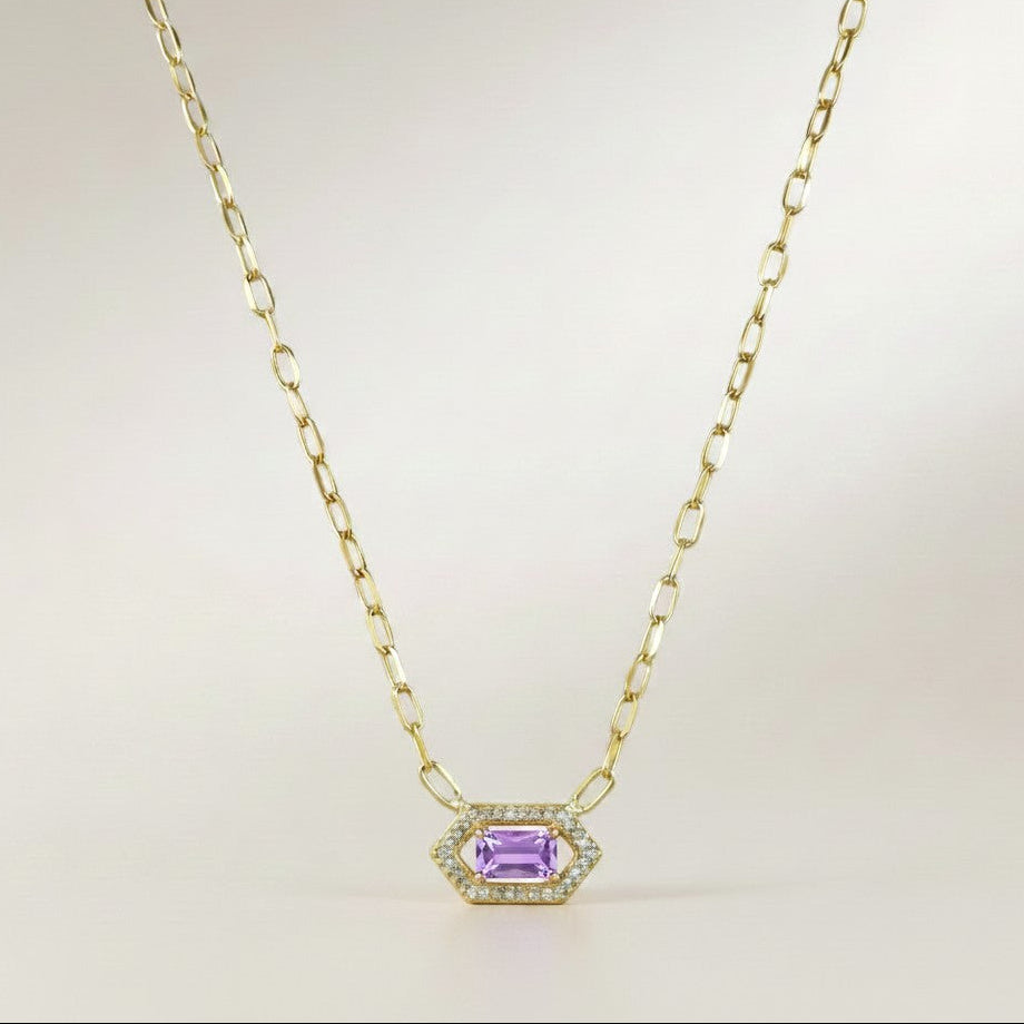 18k Gold Vermeil Birthstone Baguette Necklace — Wear Your Month. Every Single Day.