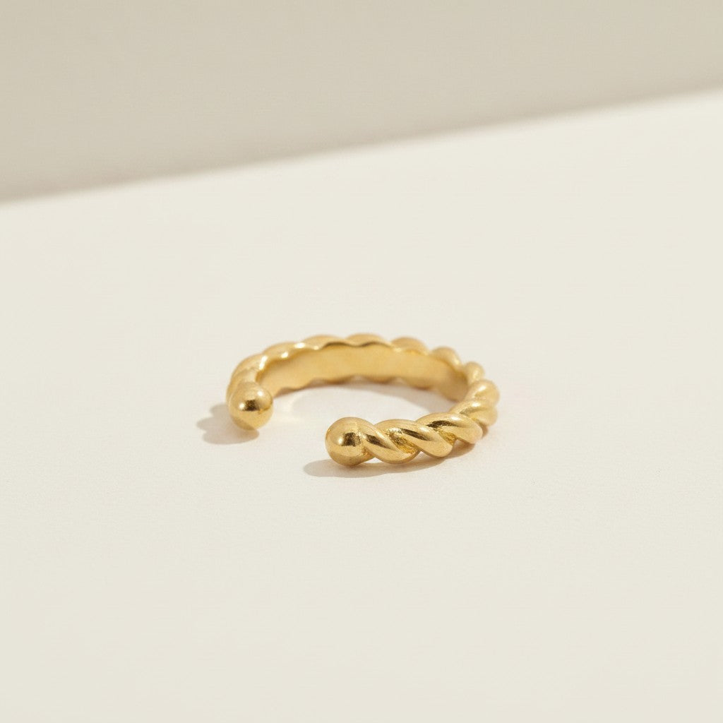 18k Gold Filled Twisted Ear Cuff | Delicate Everyday Edge