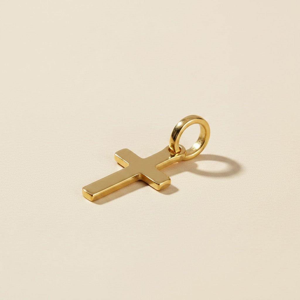 ✝️ 18k Gold Filled Mini Polished Cross Pendant — Faith in Its Most Essential Form.