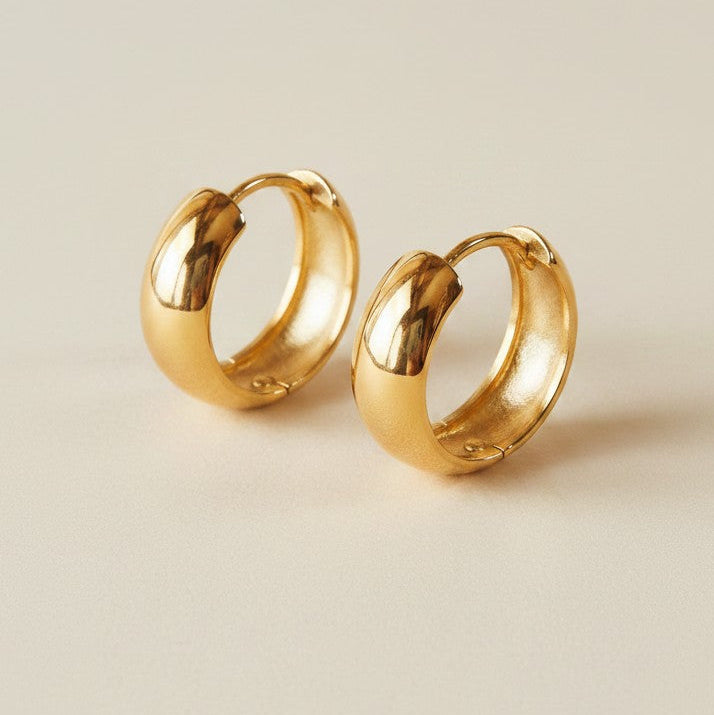 ✨ 18k Gold Filled Chunky Clicker Hoop Earrings — 22mm. 6mm Wide. One Satisfying Click.