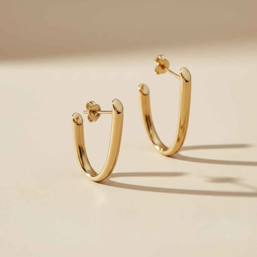 18k Gold Filled J Hoop Earrings | Modern Elegance, Effortless Allure