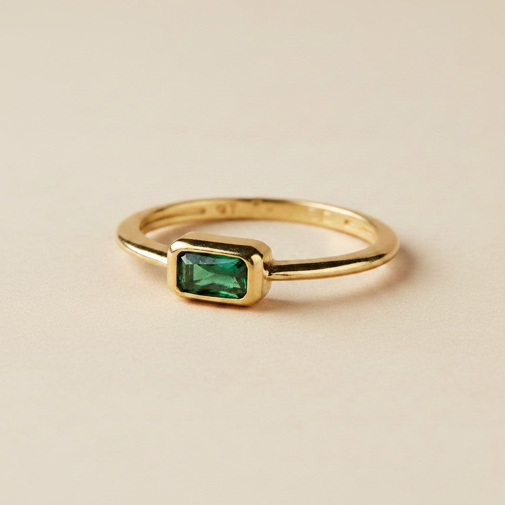 ✨ 18k Gold Filled Colored Rectangle CZ Solitaire Ring — One Stone. One Color. Quietly Commanding.