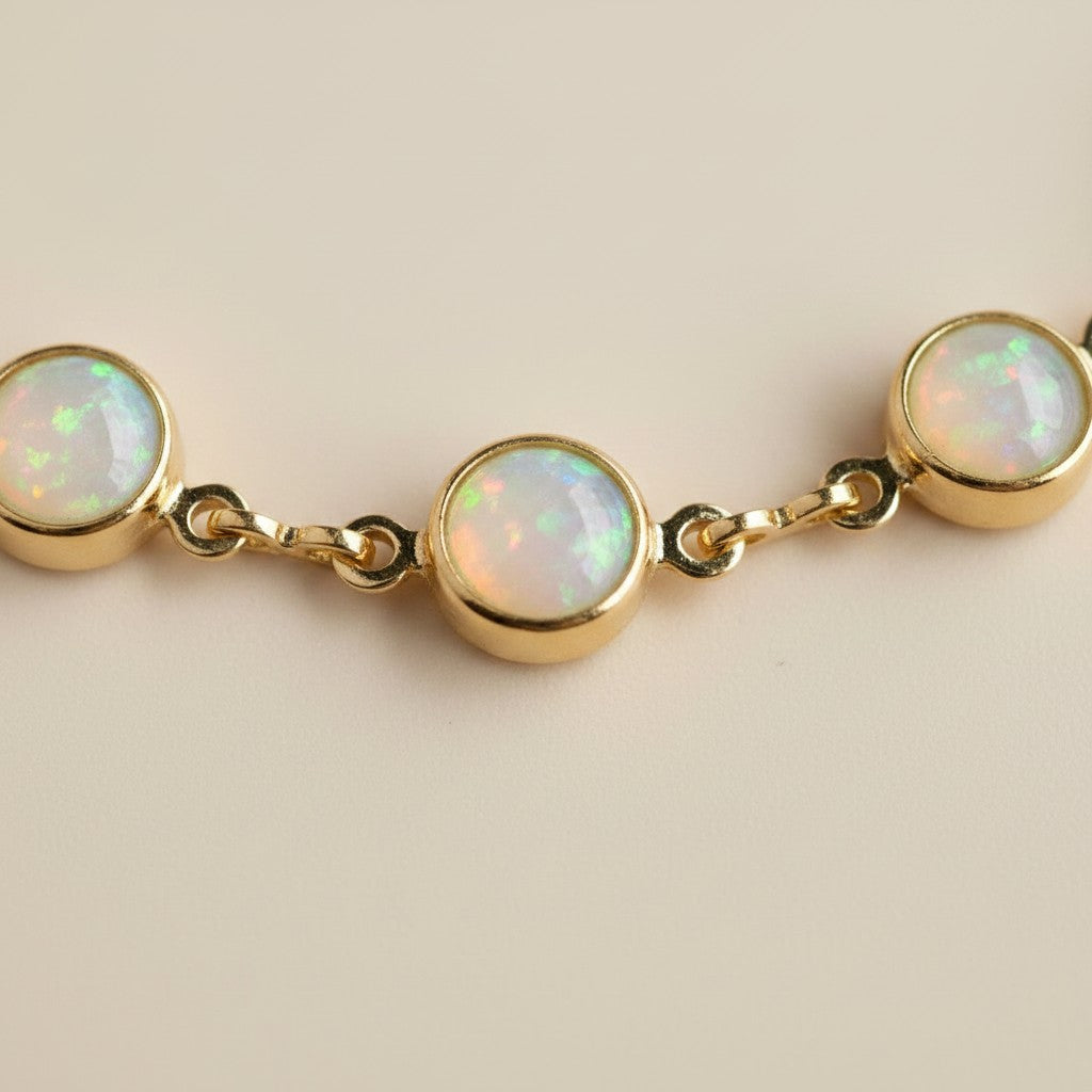 18k Gold Filled Rounded Opal Bracelet | Trendy Summer Statement