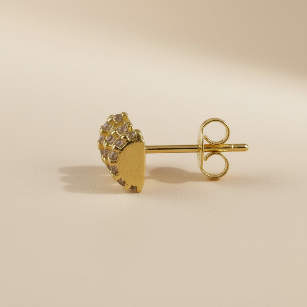 ✨ 18k Gold Filled Triple Pavé CZ Bar Stud Earrings — Three Rows of Sparkle, One Perfect Stud