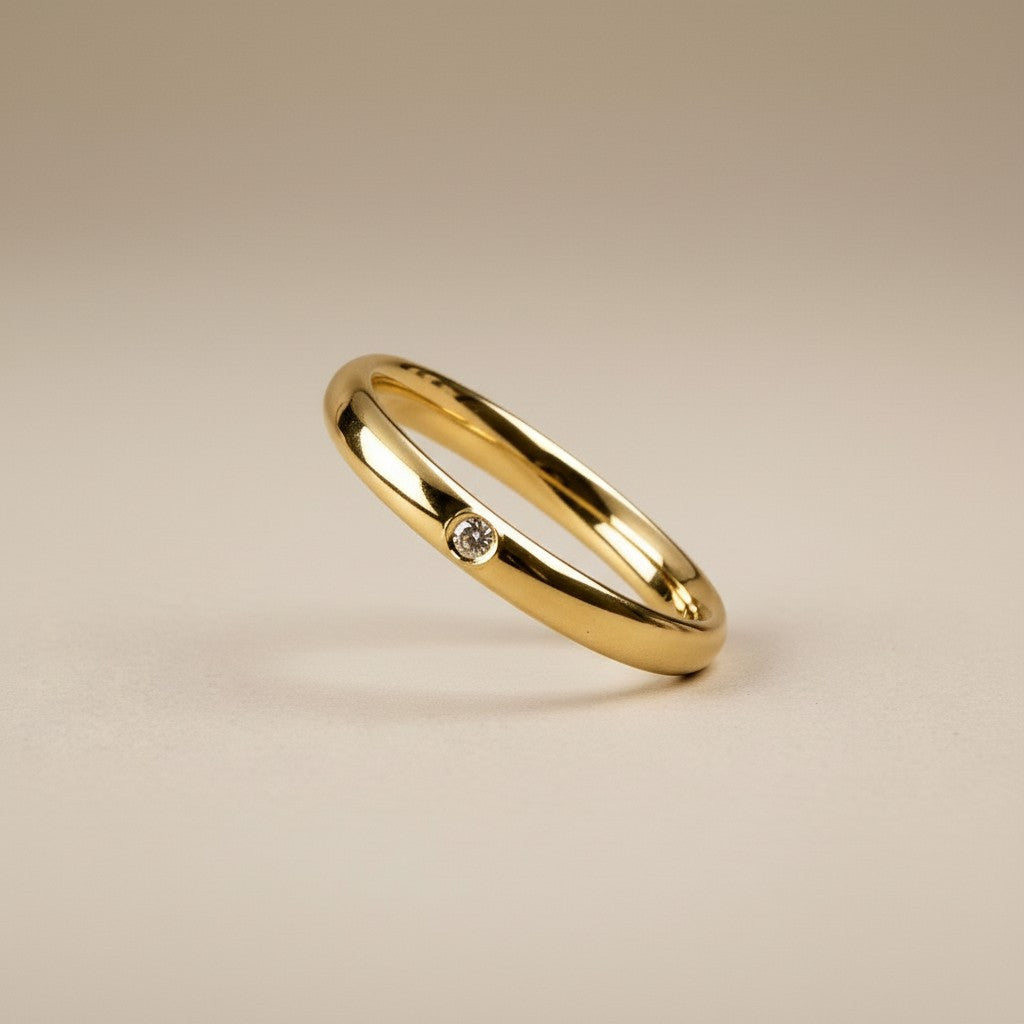 18K Gold Filled CZ Ring - AAAAA Cubic Zirconia Band Ring for Women