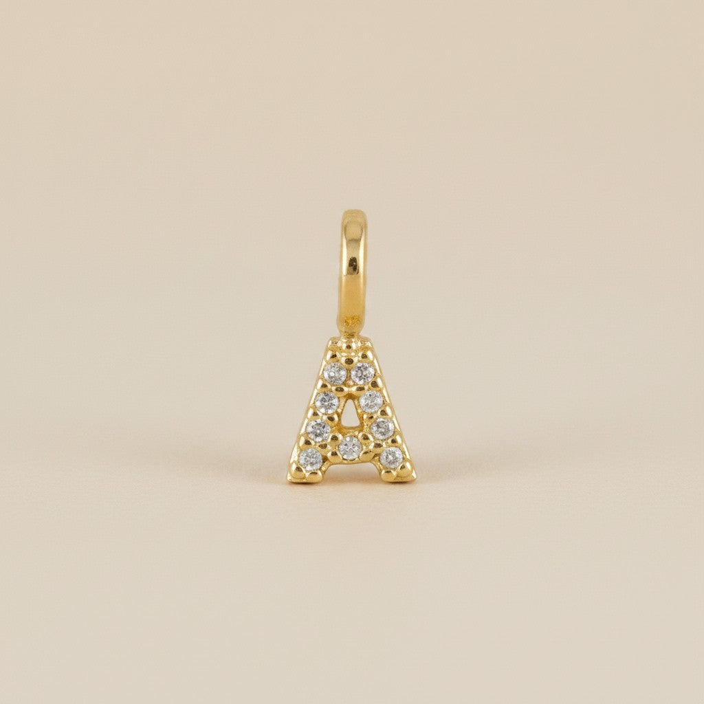 18k Gold Filled Initial Letter CZ Charm | Personalized Sparkle