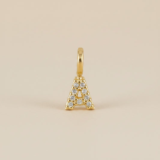 18k Gold Filled Initial Letter CZ Charm | Personalized Sparkle