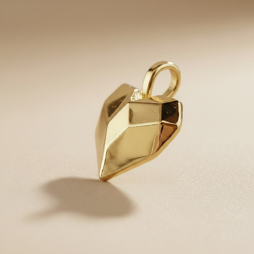 💛 18k Gold Filled Faceted Heart Pendant — The Heart That Catches the Light From Every Angle.
