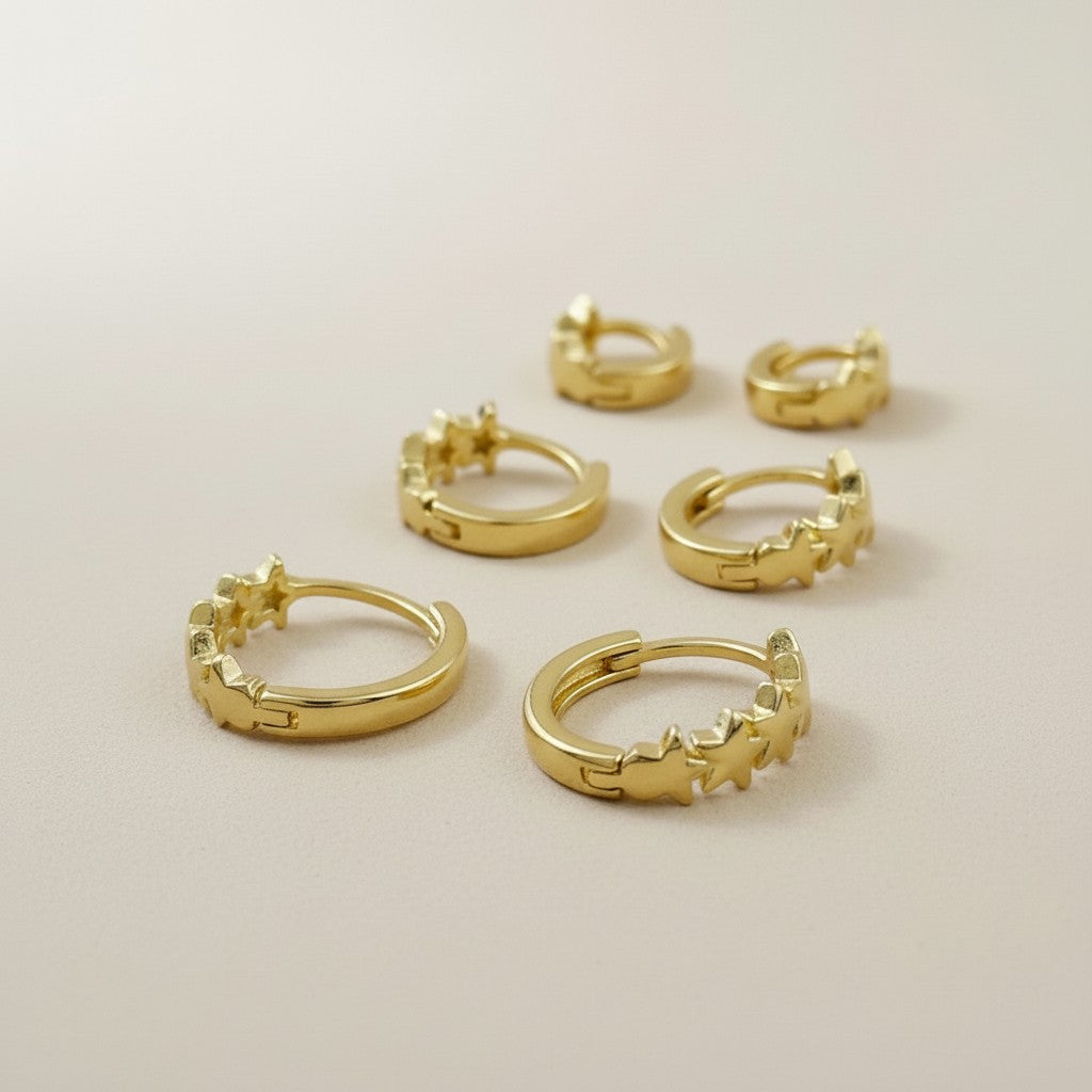 Dainty Star Clicker Hoop Earrings | Celestial Earrings | Minimalist Star Hoops | Gift for Her