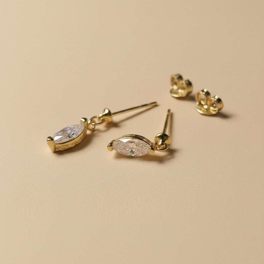 Marquise CZ Earrings - Sparkling Diamond-Look Studs for Women