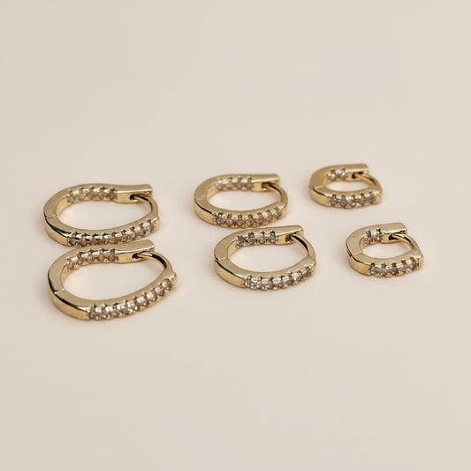 18k Gold Filled U-Shaped CZ Clicker Hoop Earrings | In &amp; Out Sparkle