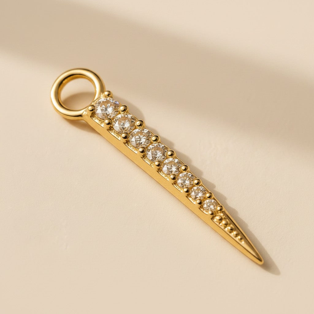 18k Gold Filled CZ Spear Earring Charm | Edgy Minimalist Add-On