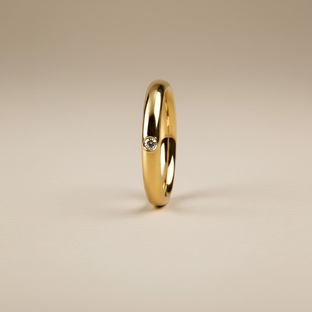 18K Gold Filled CZ Ring - AAAAA Cubic Zirconia Band Ring for Women