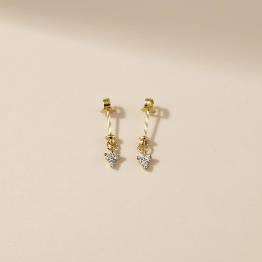 18k Gold Filled CZ Flower Drop Earrings — Dainty, Sparkling; Endlessly Wearable