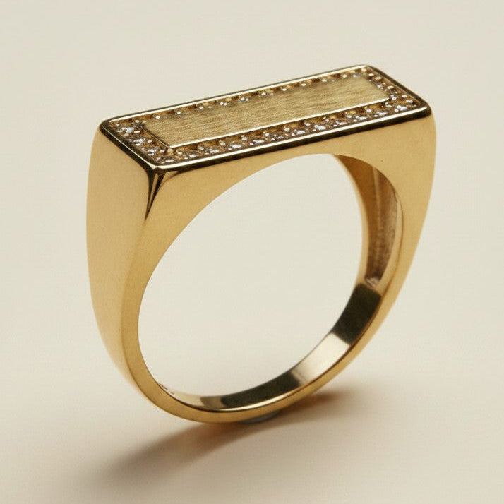 ✨ 18k Gold Filled CZ Flat Top Ring — Architectural Precision. Surface Sparkle. The Statement Ring Done Right.